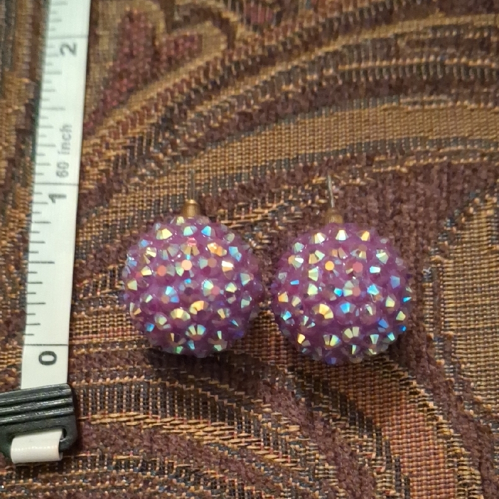 Purple Crystal Ball Earrings